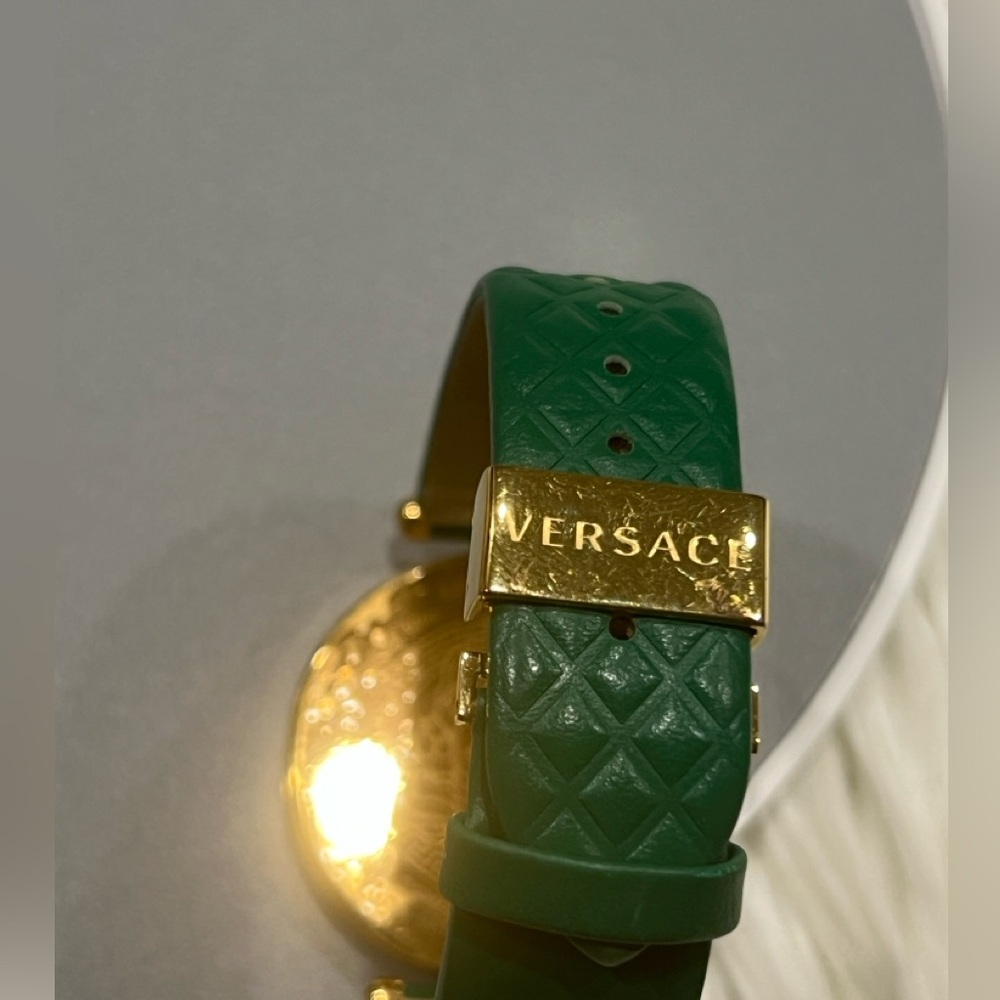 Versace VANITAS Swiss Quartz Green Leather Watch 40mm Authentic - Picture 6 of 13